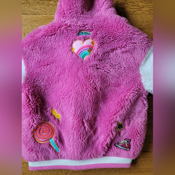 Lola+the Boys Varsity Patch Faux Fur Bomber - Picture 8 of 8